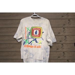 Vintage Men's Tie Dyed Molson Export Tee Size Large